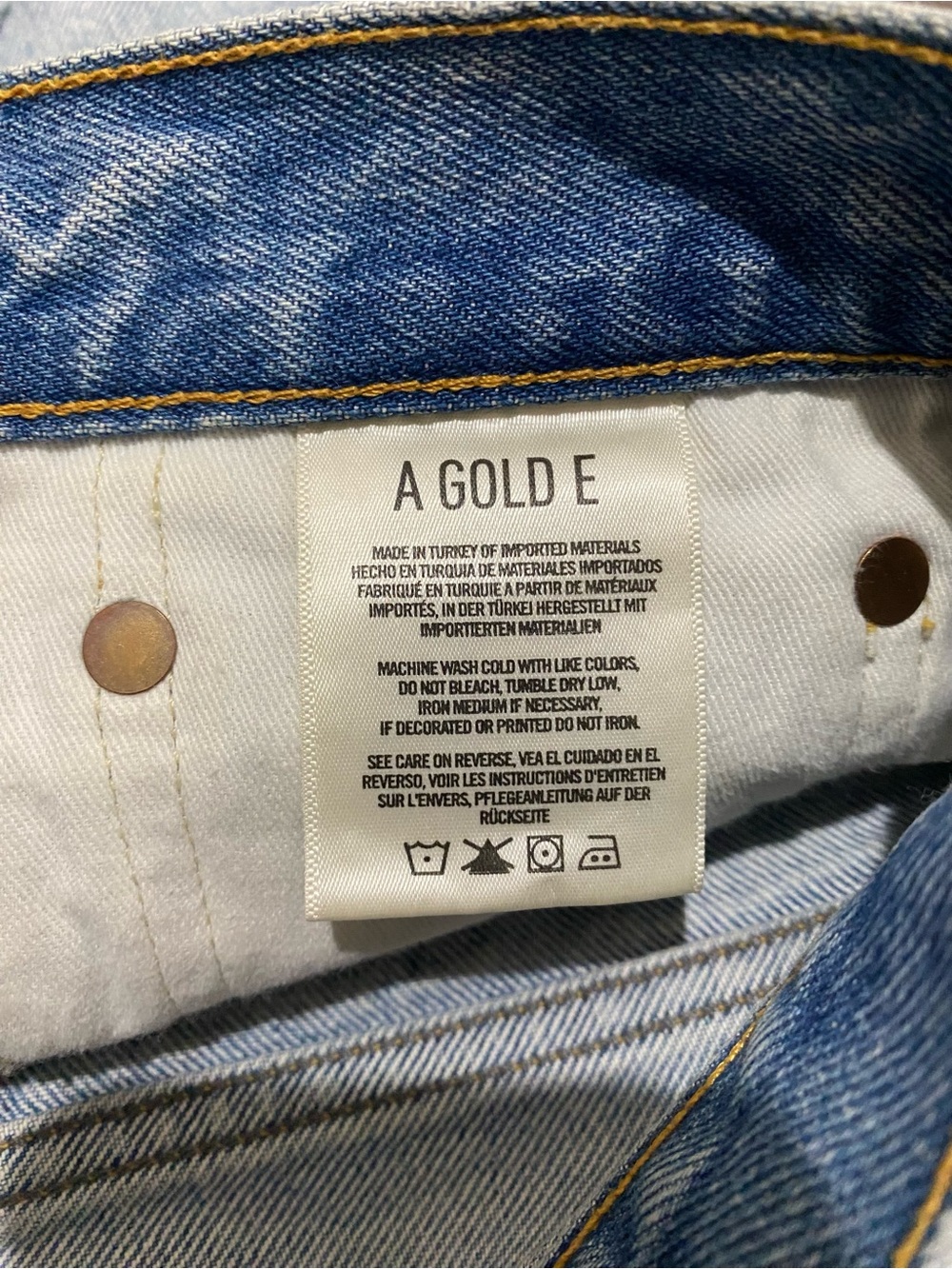Agolde Light Blue Distressed Denim Shorts - Picture 4 of 7